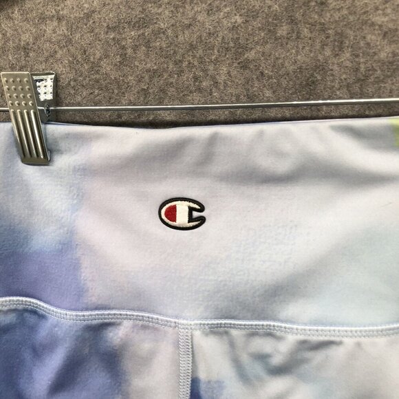 Champion Bike Shorts Womens M Blue Tie Dye Long Activewear Compression - Picture 3 of 7